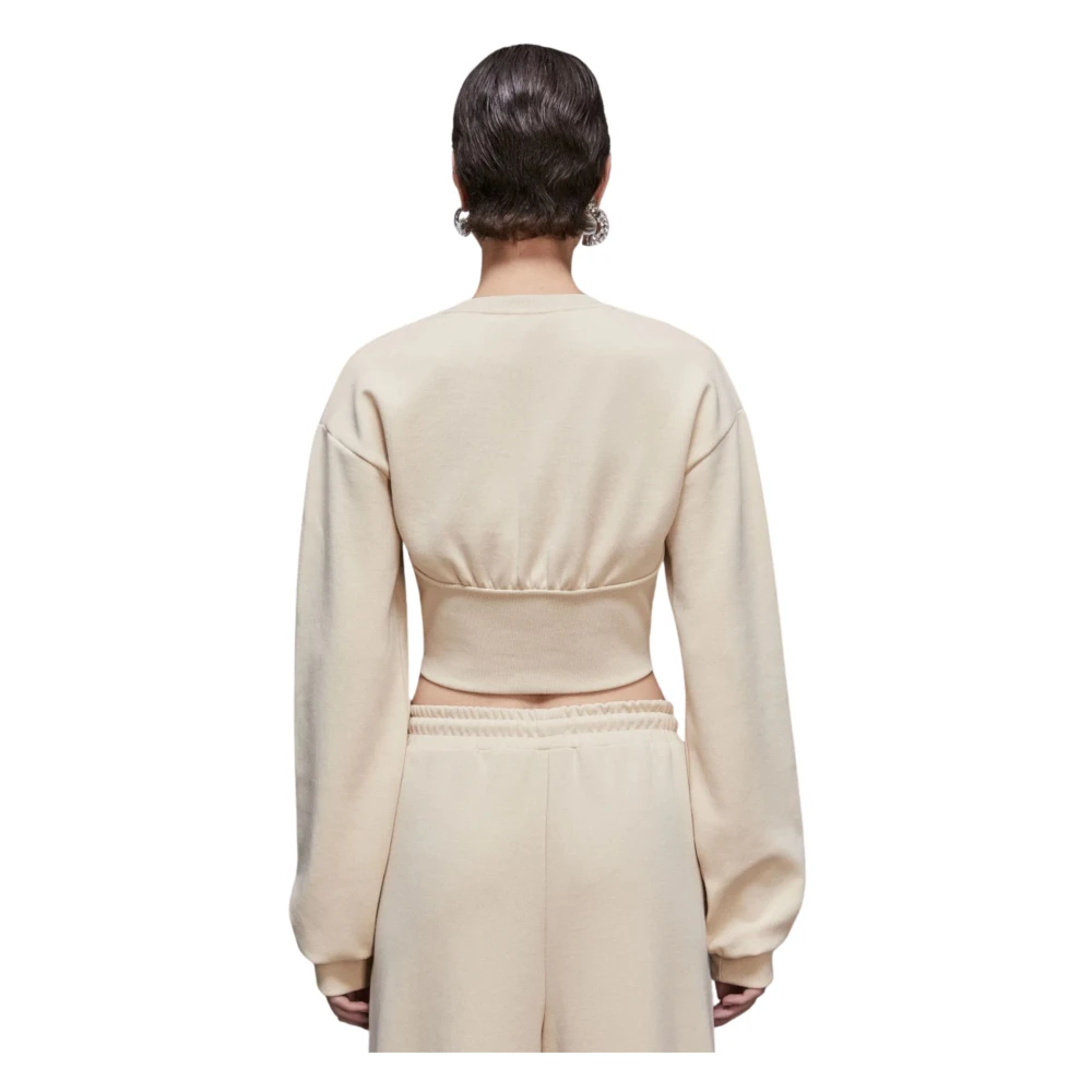 PATRIZIA PEPE Beige Cropped Katoenen Trui Beige Dames