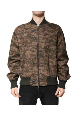 Brun Camouflage Bomberjacka med Logga