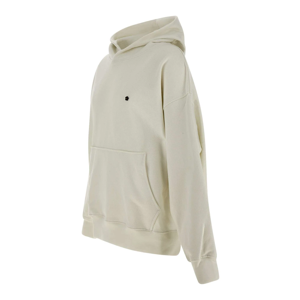 A Paper Kid Witte Katoenen Hoodie met Bloemlogo White Heren