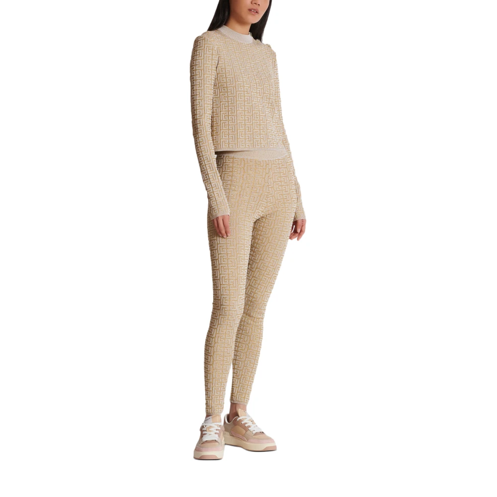 Balmain PB Labyrinth gebreide leggings Beige Dames