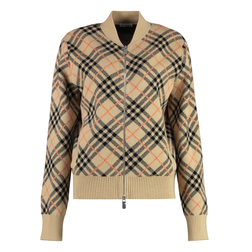 Burberry Women's Beige Cashmere Knitwear, S, Zip Cardigan