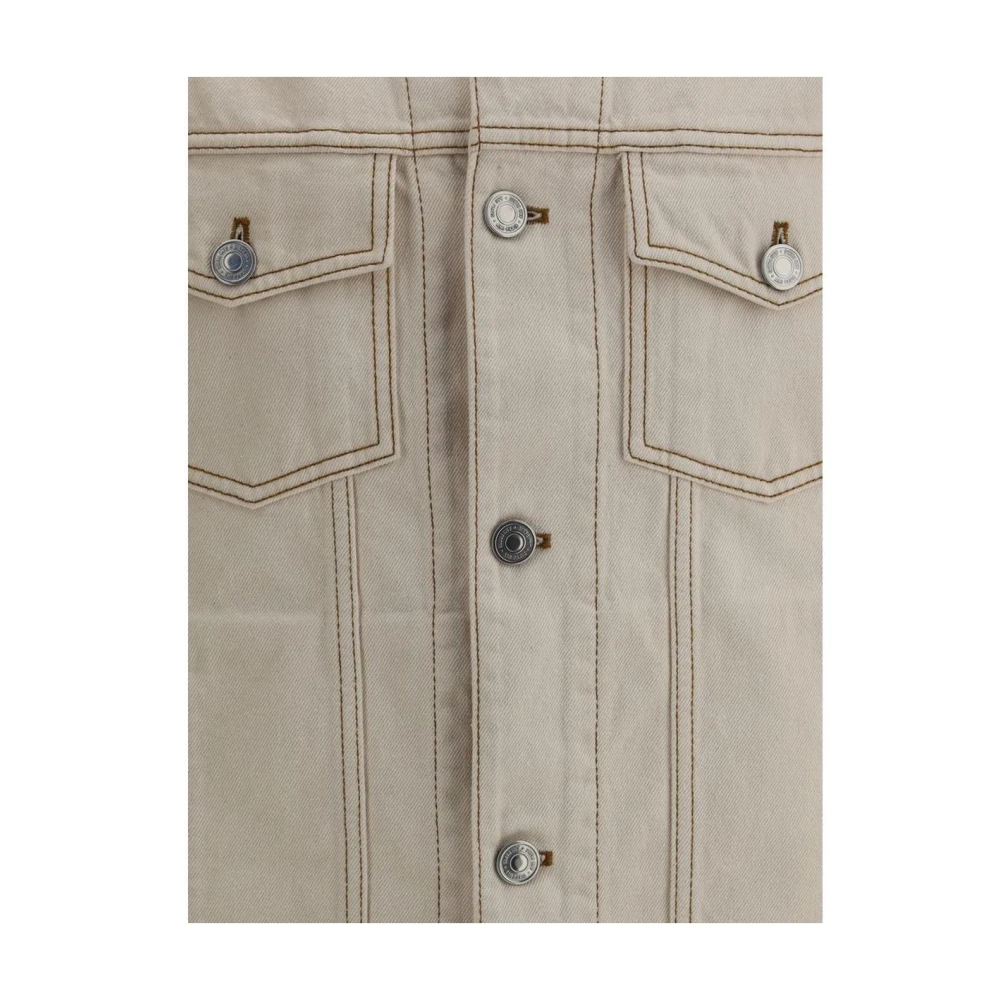 Ami Paris Classic Denim Jack met Zakken Beige Heren
