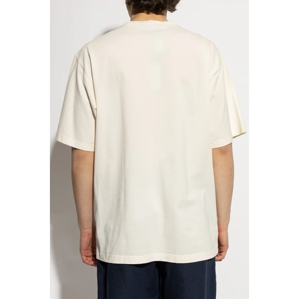 Dolce & Gabbana T-shirt met logoplaatje Beige Heren