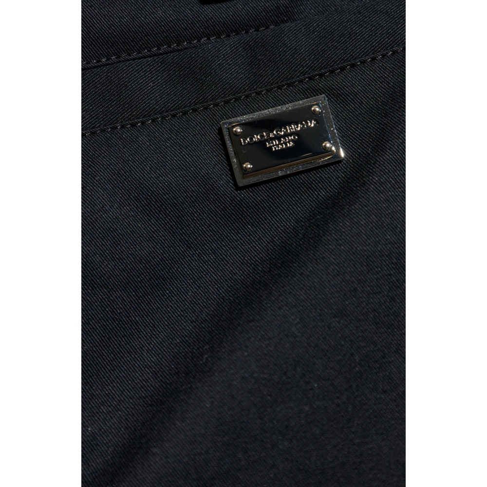 Dolce & Gabbana Katoenen broek met stiksels Black Heren