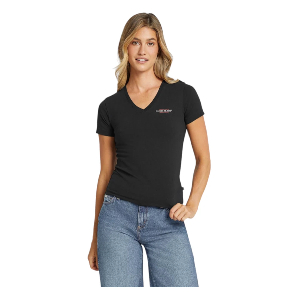 Guess Organische katoenen Slim Fit T-shirt Black Dames