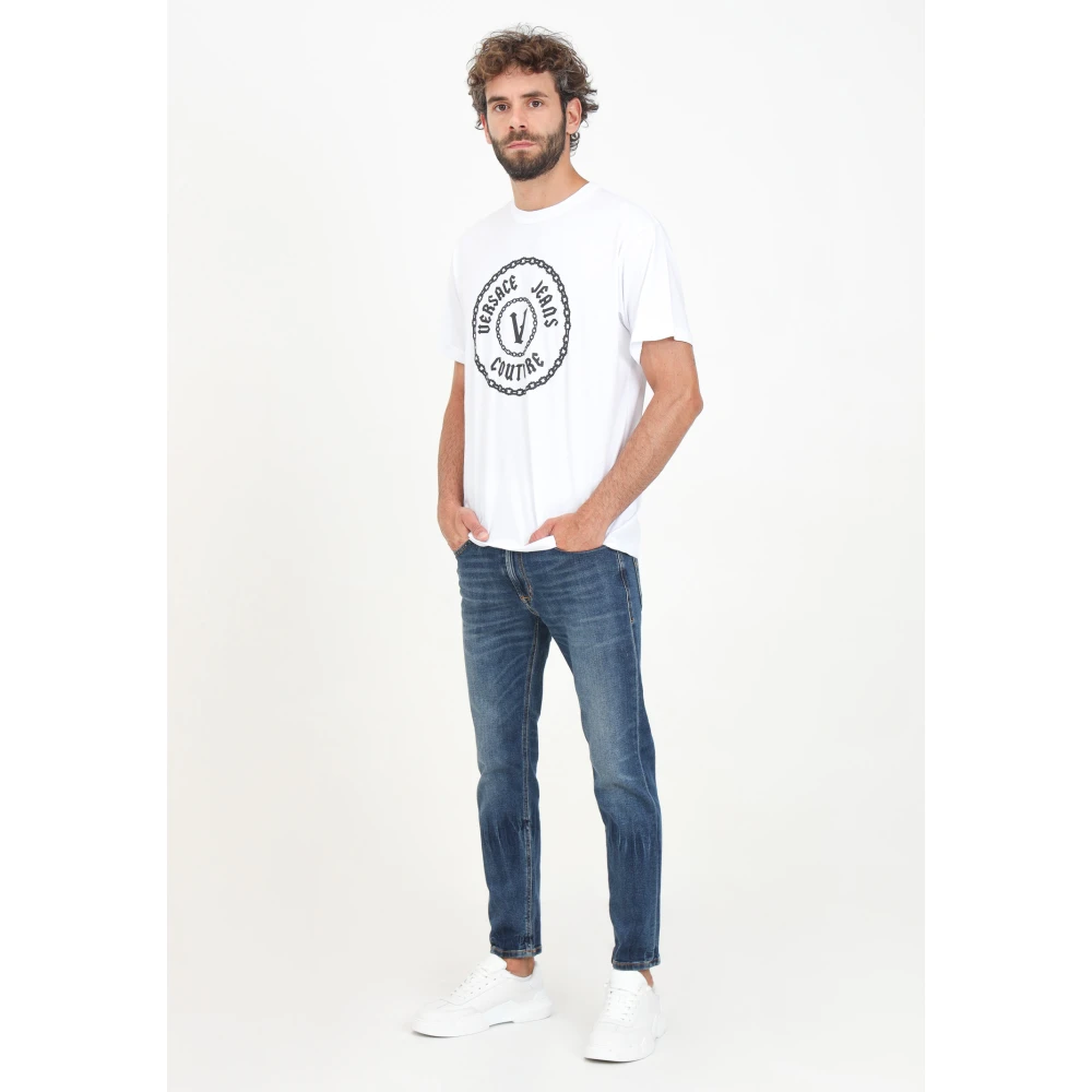 Versace Jeans Couture Blauwe Skinny Jeans V-Embleem Casual Blue Heren