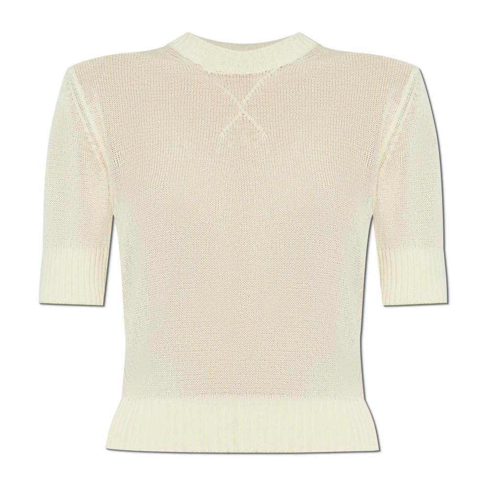 Jil Sander Top met geborduurd logo Beige Dames