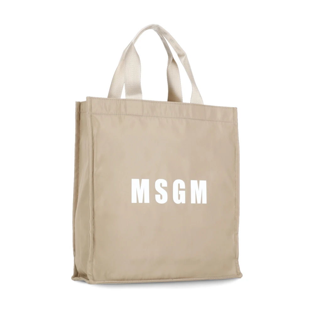 Msgm Beige Shopper met Logo Print Beige Heren