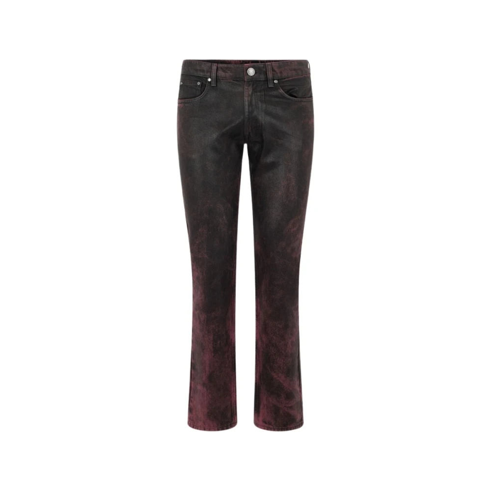 Roberto Cavalli Washed-Effect Coated Jeans - Male - Straight Fit Jeans - Red - Xs - Jeans