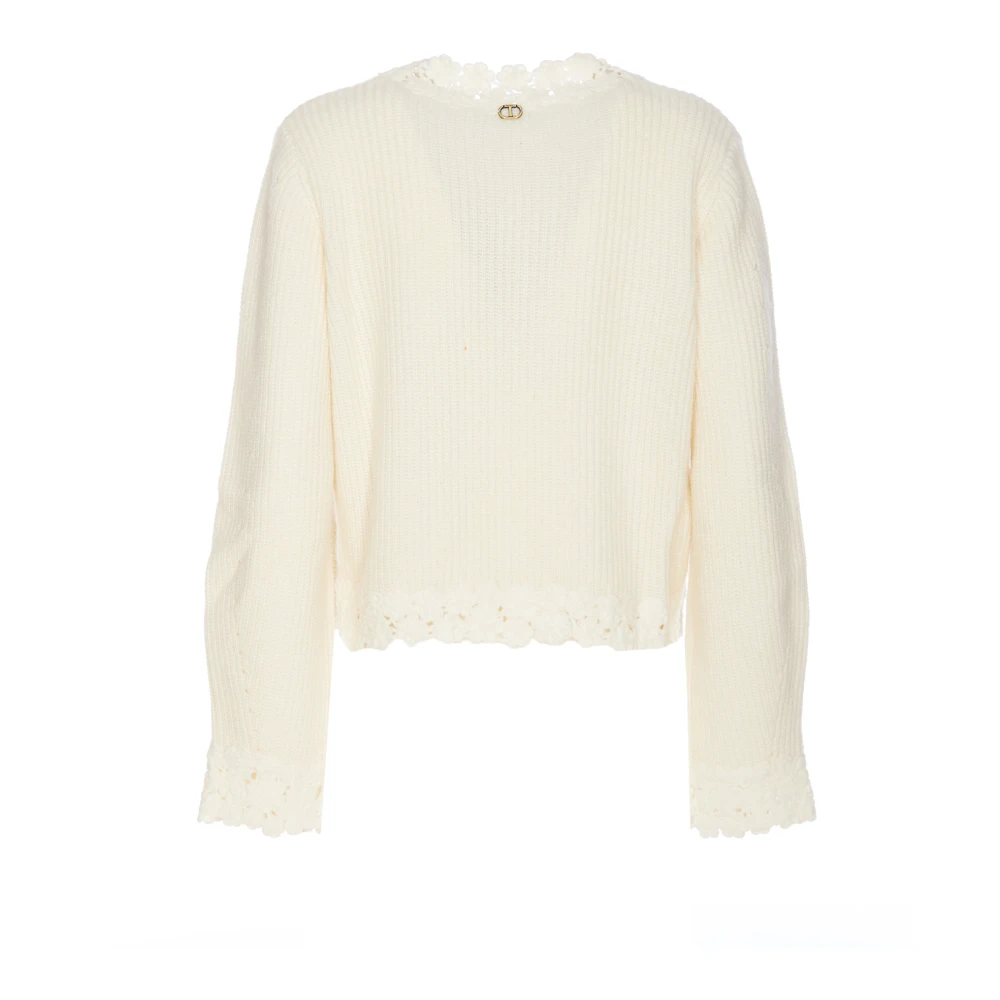 Twinset Witte Gebreide Vest met Geborduurd Detail White Dames