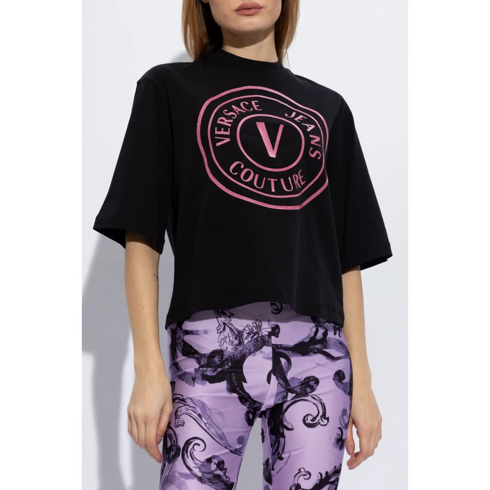 Versace Jeans Couture Katoenen T-shirt Black Dames