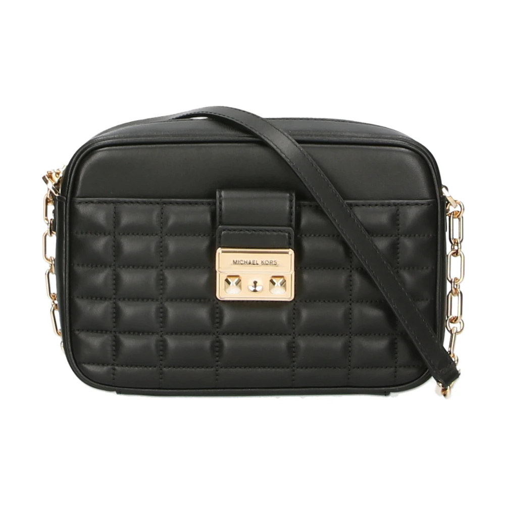 Michael Kors Zwarte leren gewatteerde schoudertas Black Dames