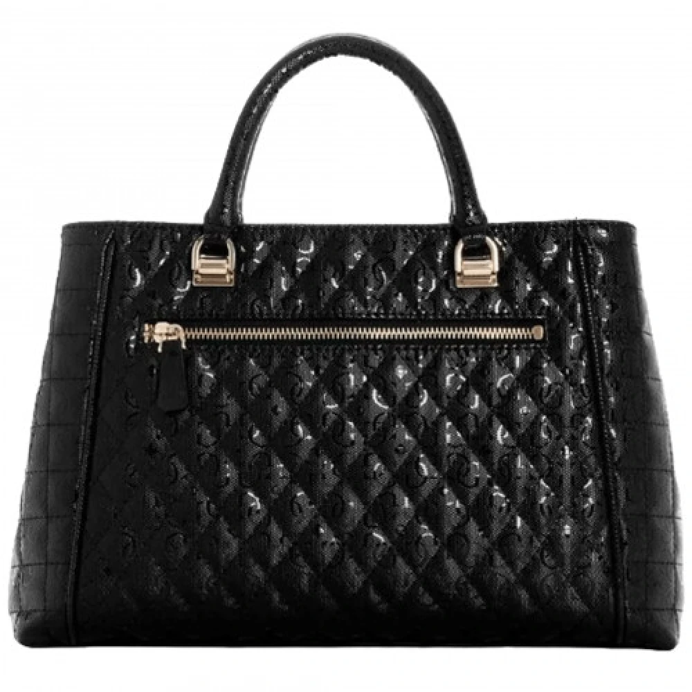 Guess Zwarte rechthoekige handtas met glanzende logo's Black Dames