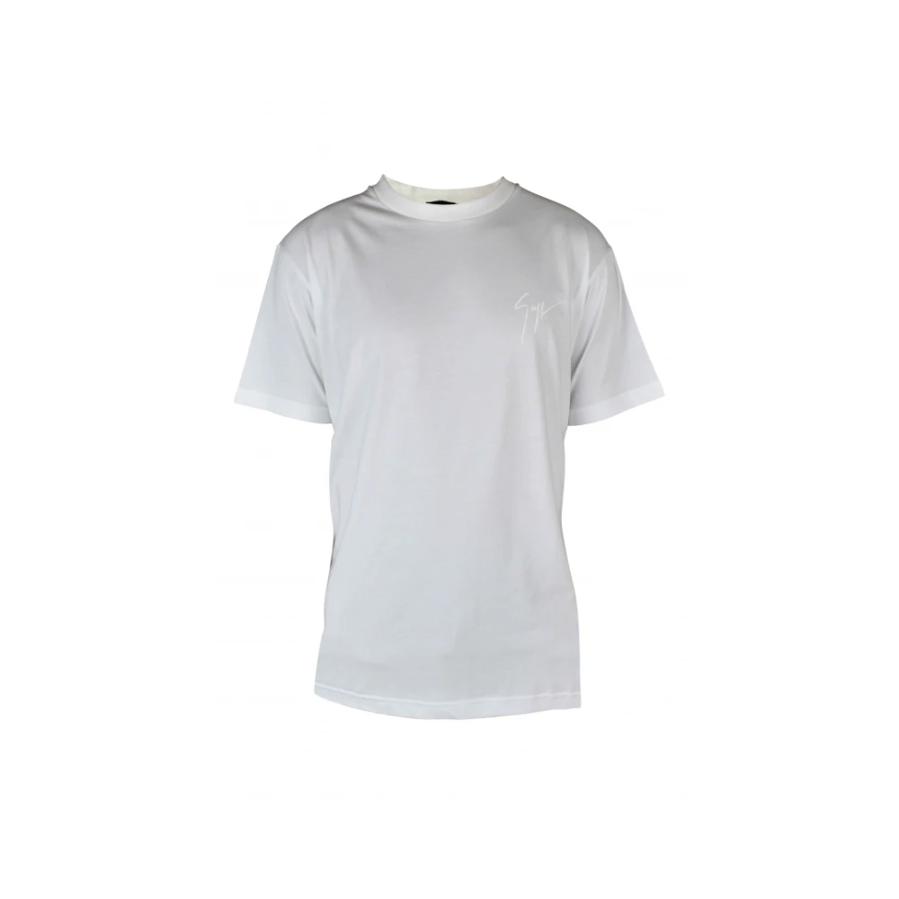 Giuseppe zanotti Witte T-shirt met handtekeninglogo en ronde hals White Heren