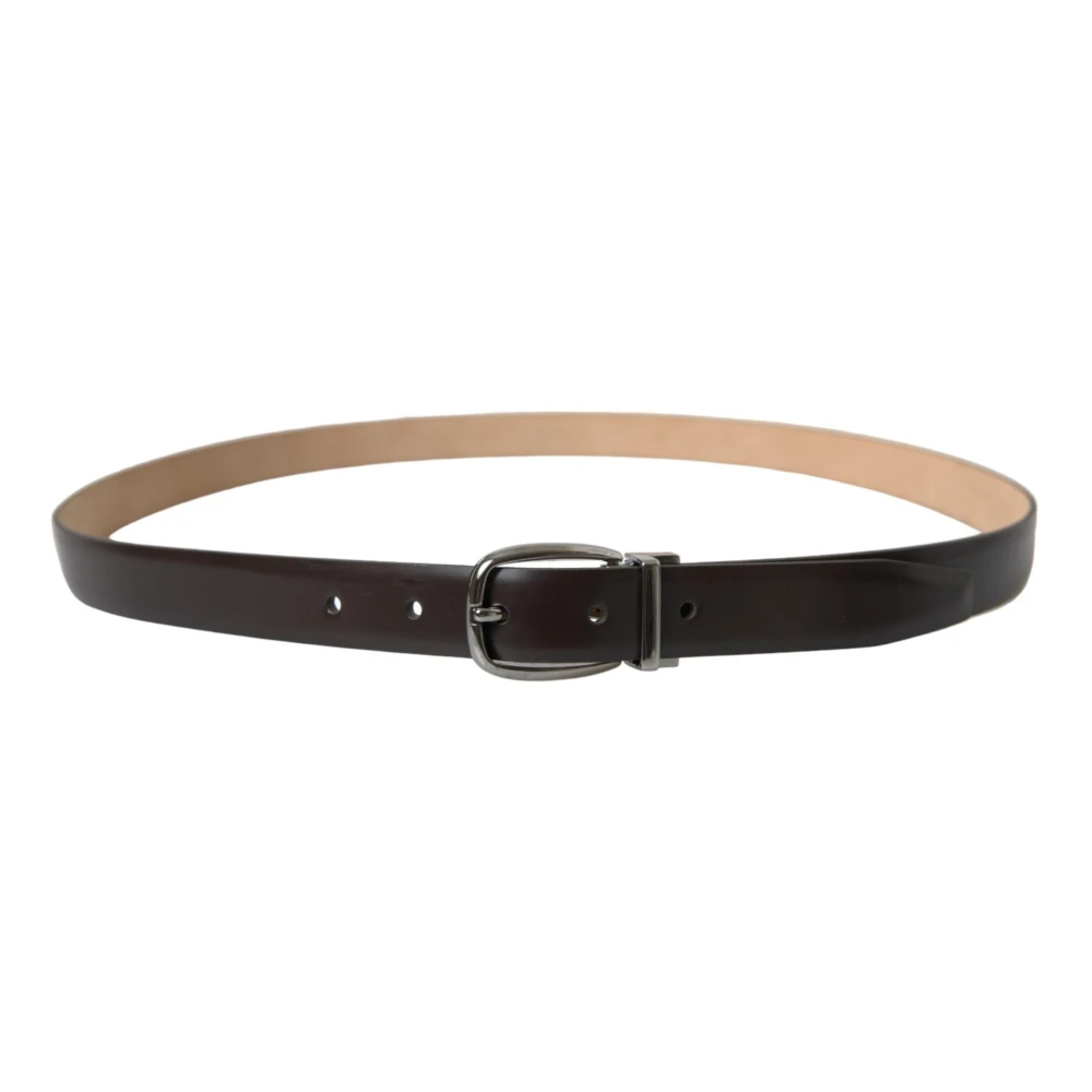 Dolce & Gabbana Elegante leren riem met opvallende gesp Brown Heren