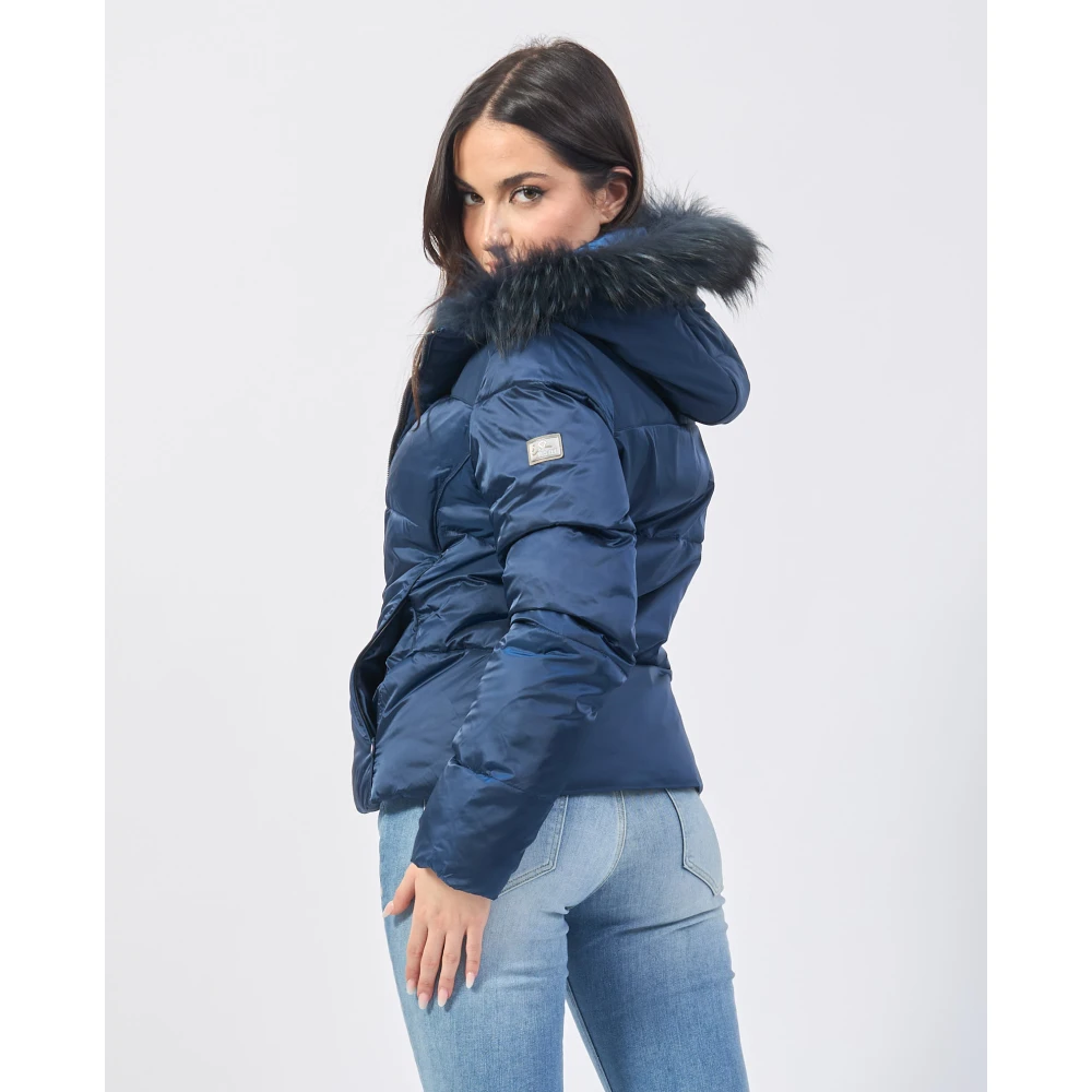 YES ZEE Blauwe gewatteerde jas met afneembaar vest Blue Dames
