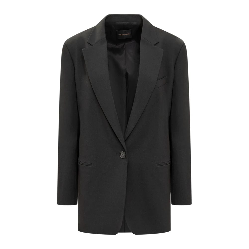 Andamane Oversized Blazer met V-hals Black Dames