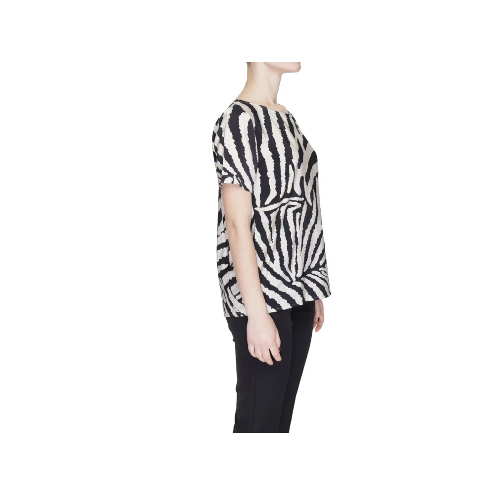 Jacqueline de Yong Beige Zebra Print Top Korte Mouw Beige Dames