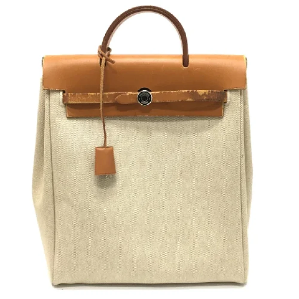 Hermès Vintage Pre-owned Leather handbags Beige Dames