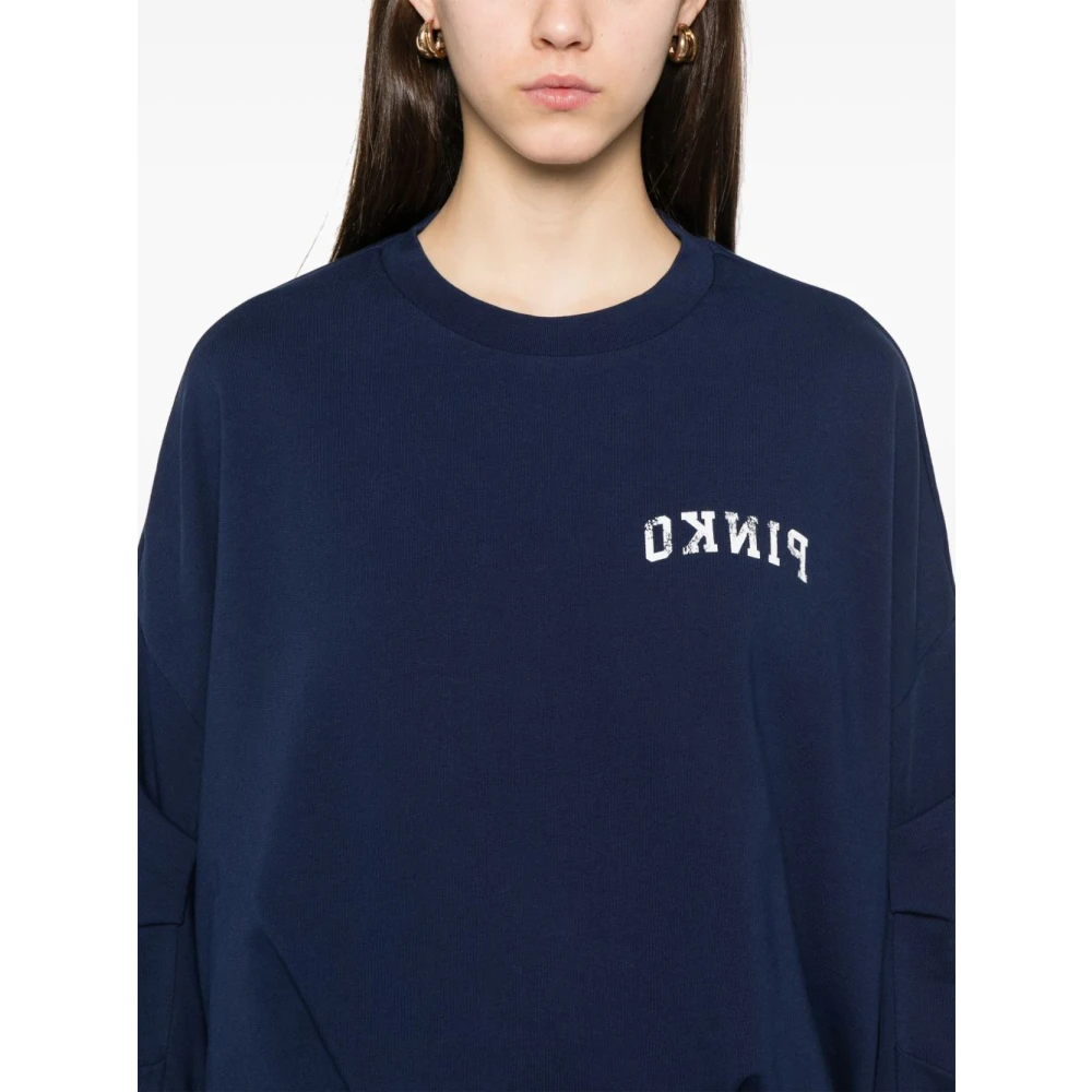 pinko Blauwe Trui met Plooien Blue Dames