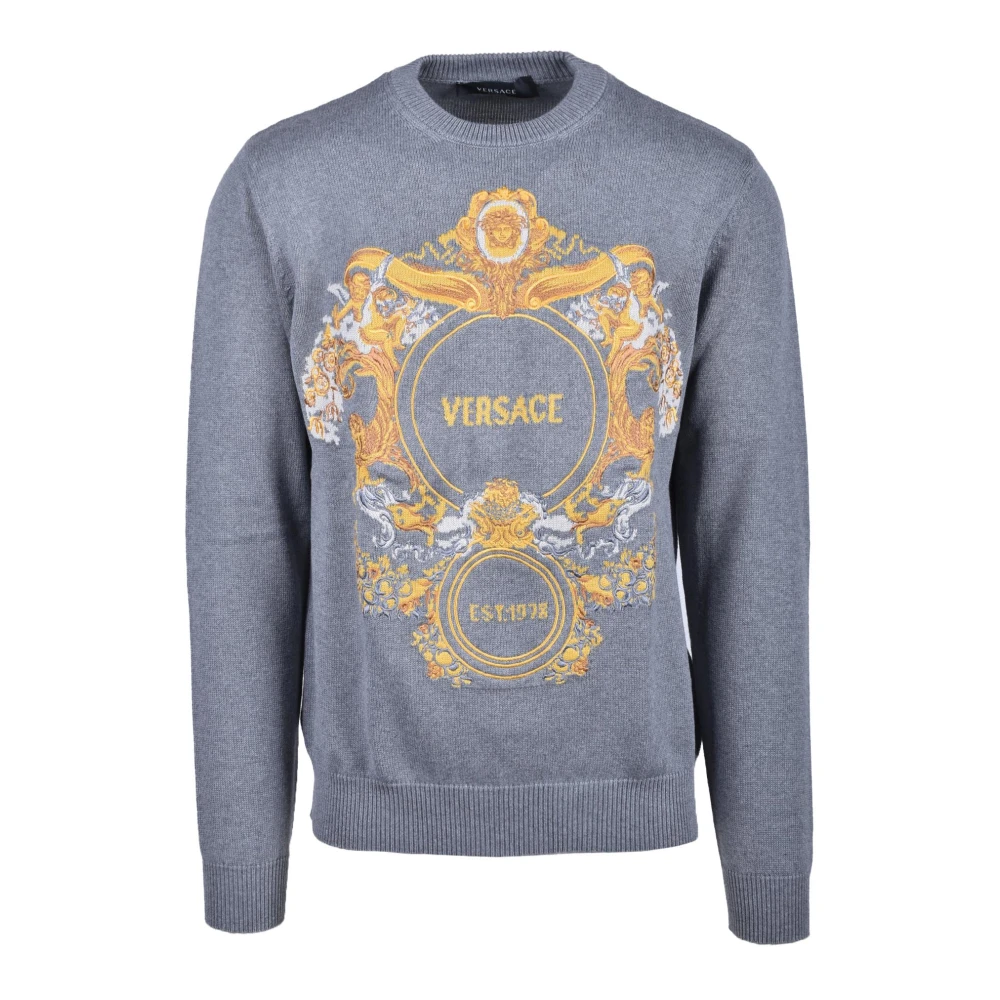 Versace Katoenen Collectie Maglia Shirt Gray Heren