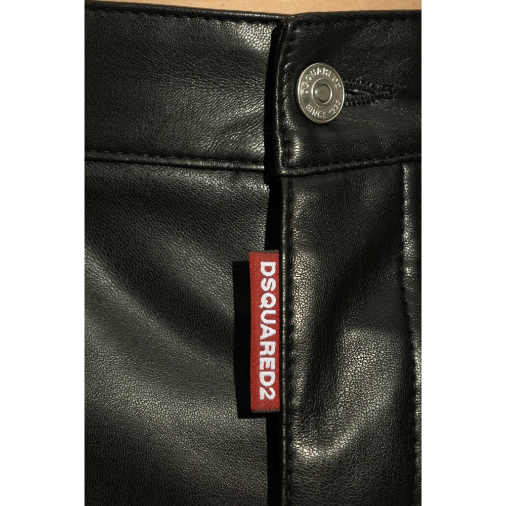 Dsquared2 Nep lederen broek Black Heren
