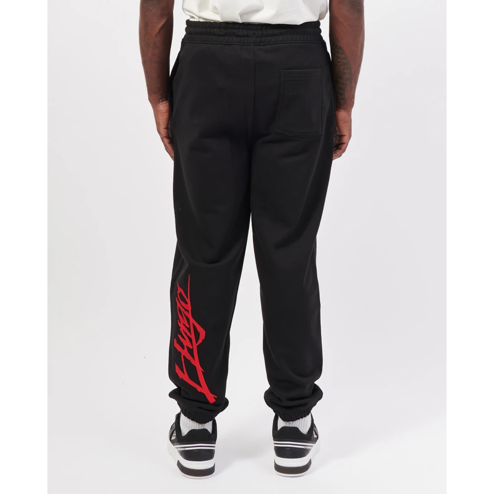 Hugo Boss Zwarte Logo Sweatpants Relaxte Pasvorm Black Heren