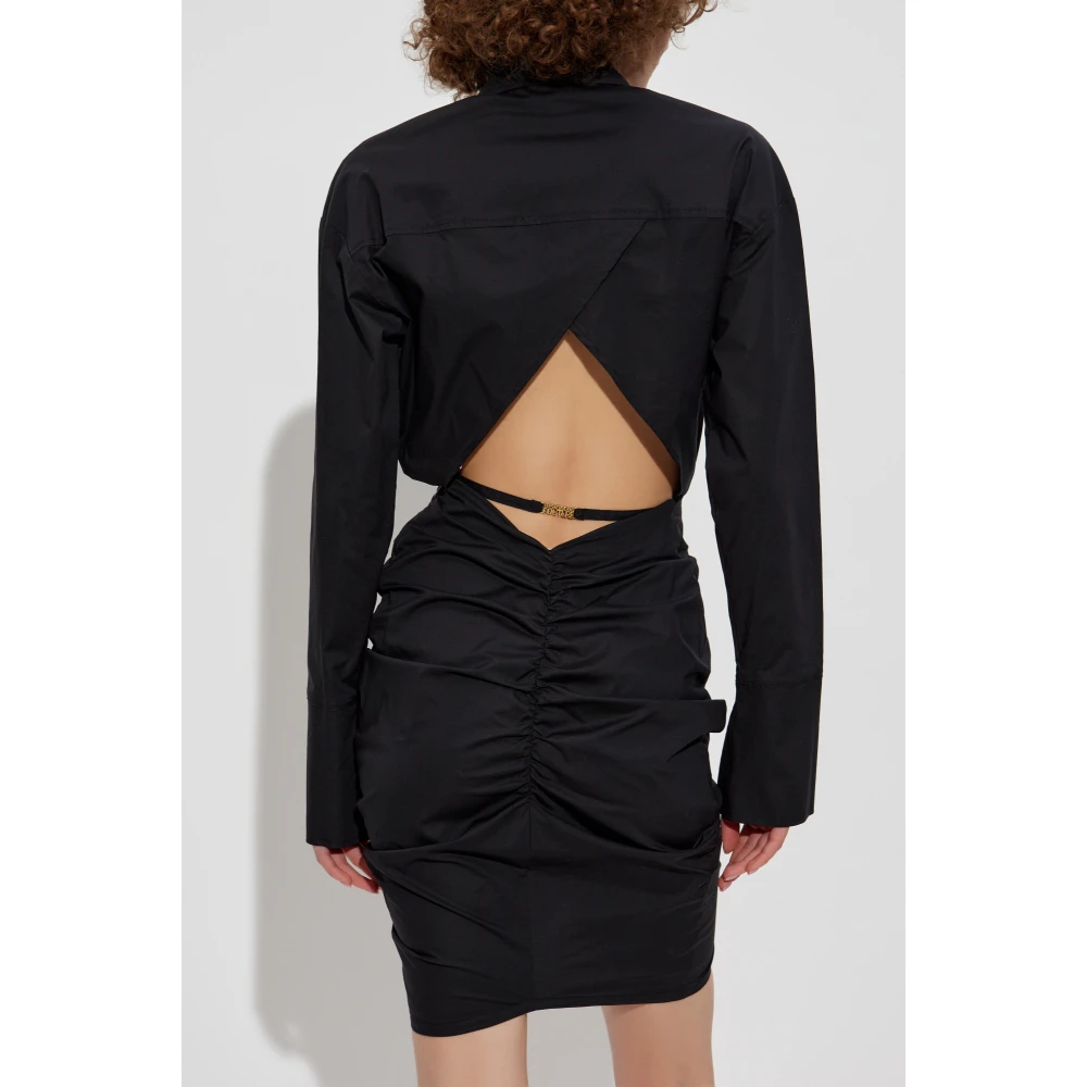 Versace Jeans Couture Jurk met voorpand drapering Black Dames