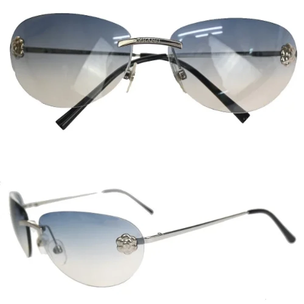 Chanel Vintage Pre-owned Metal sunglasses Gray Heren