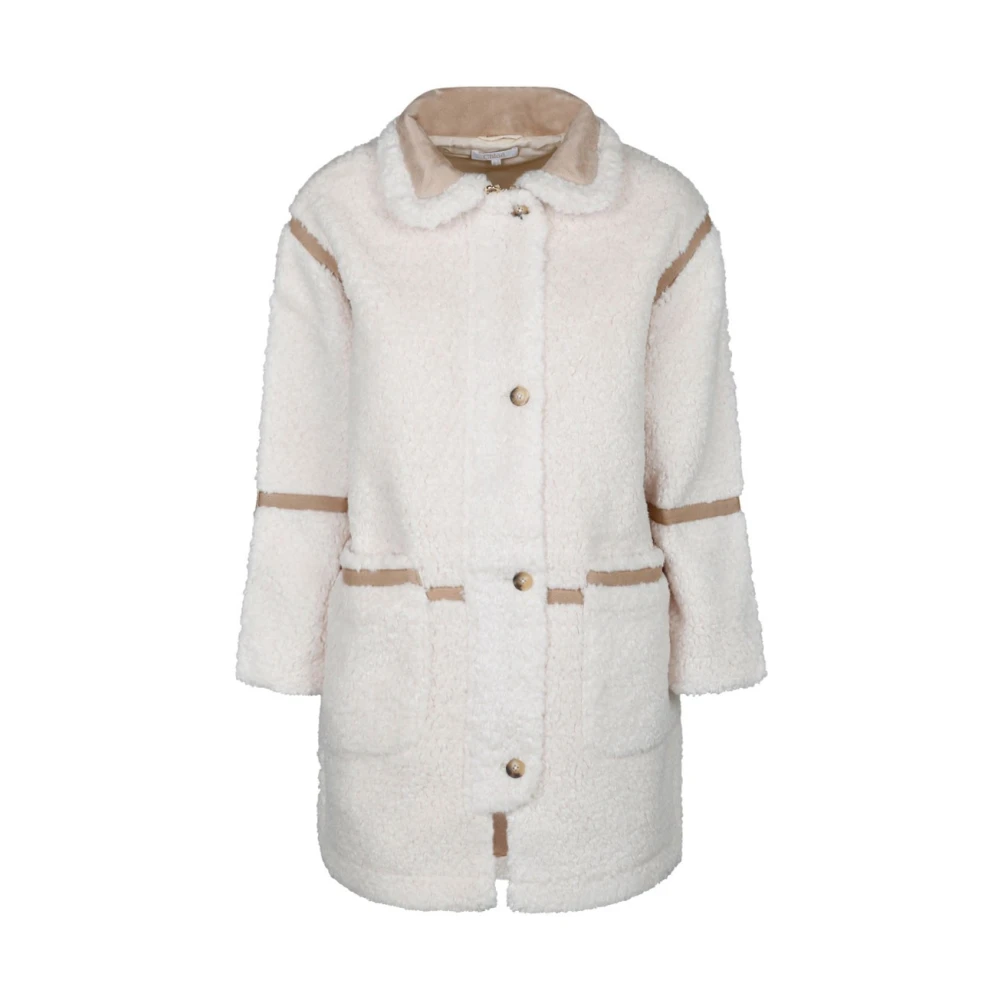 Chloé Shearling Coat med Peter Pan Krage White, Pojke