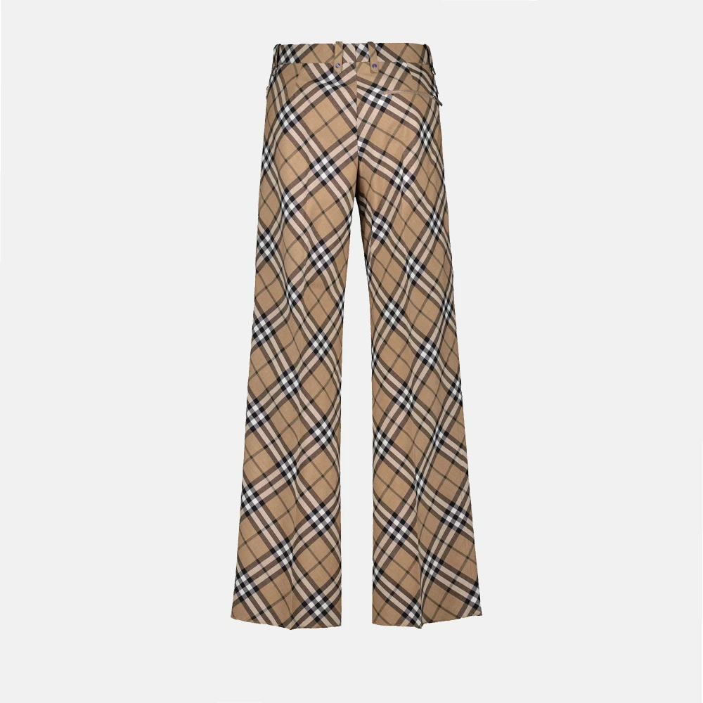 Burberry Vintage Geruite Wollen Broek Beige Heren