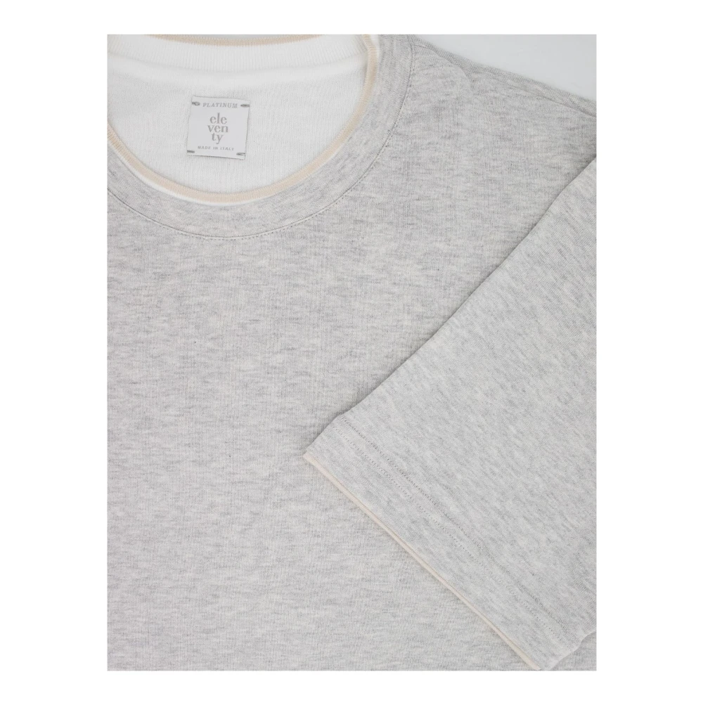 Eleventy Gelaagd Grijs Katoenen T-shirt met Ronde Hals Gray Heren