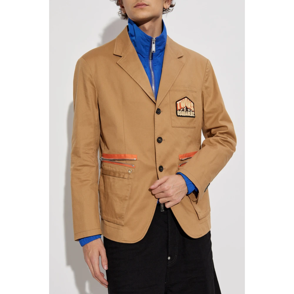 Dsquared2 Katoenen blazer met applicaties Beige Heren