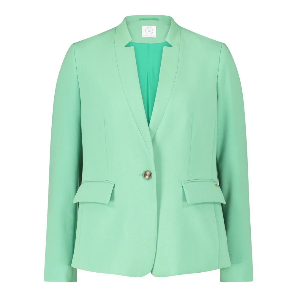Betty & Co Elegante korte blazer met zakken Green Dames