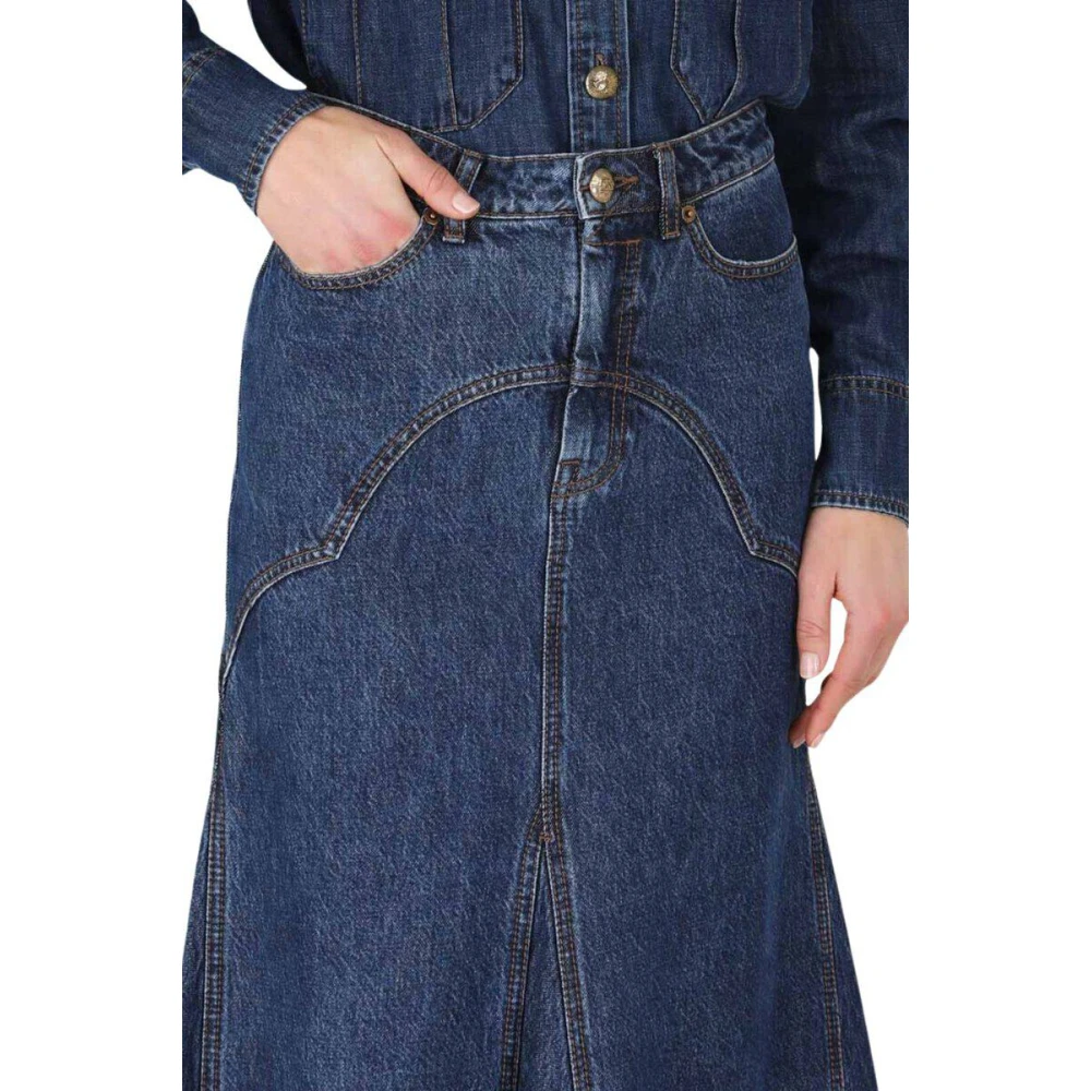 Zimmermann Fishtail Denim Maxi Rok Blue Dames