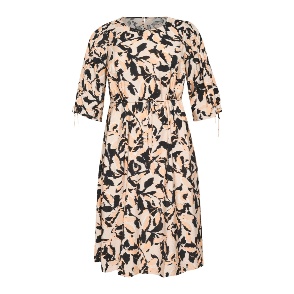 Kaffe Curve Women's Multicolor Blurred Leaf Midi Dress 3XL