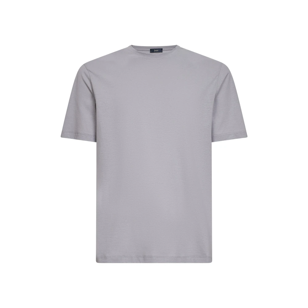 Herno Mannelijk Grijs Tops Heren, L, Katoen, T-Shirt Met Ronde Hals