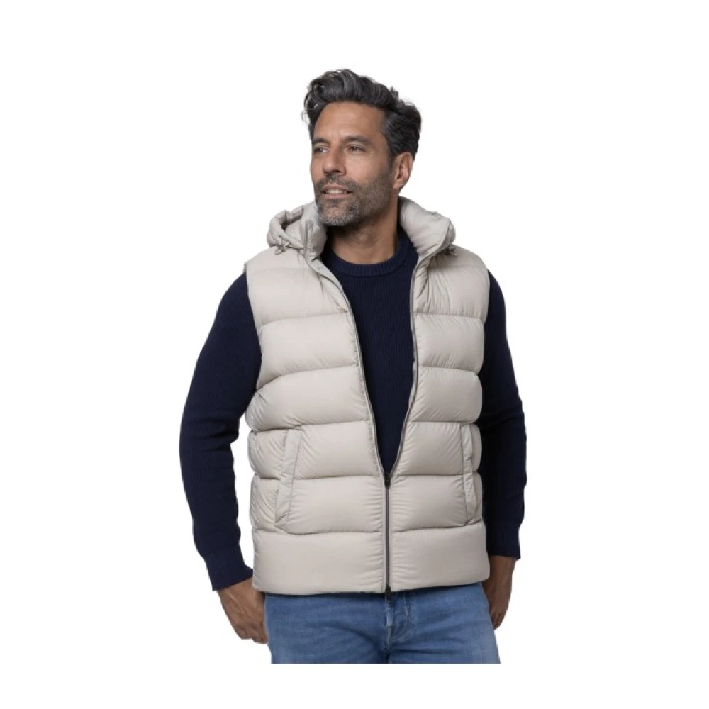 Herno Herr Brun Jackor Xl, Ärmlös Quiltad Huvjacka