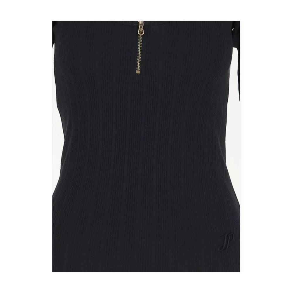 Patou Logo Gebreid T-shirt met Ritssluiting Blue Dames