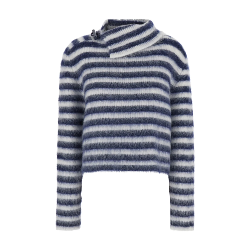 Jacquemus Blauw Gestreepte Asymmetrische Trui Blue Dames