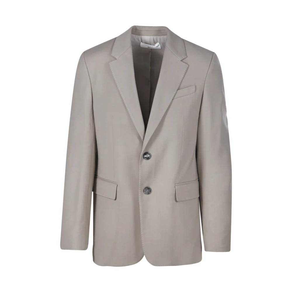 Ami Paris Men's Beige Blazers, L, Light Taupe Two Buttons Jacket