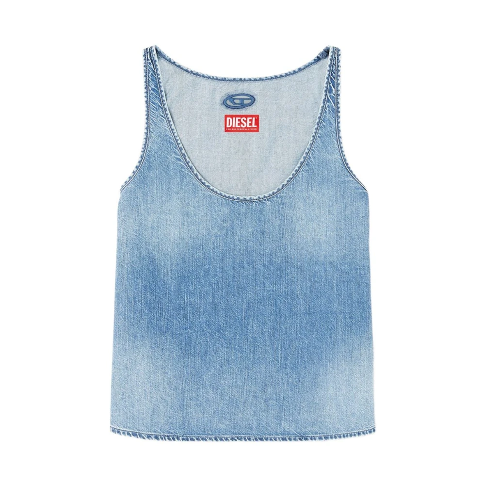 Diesel Women's Blue Scoop Neck Top - Sleeveless Tops - M - Tops