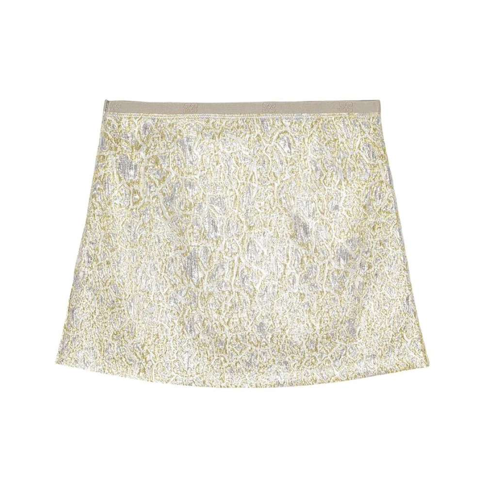 Ganni Metallic Effect A-Lijn Rok Yellow Dames