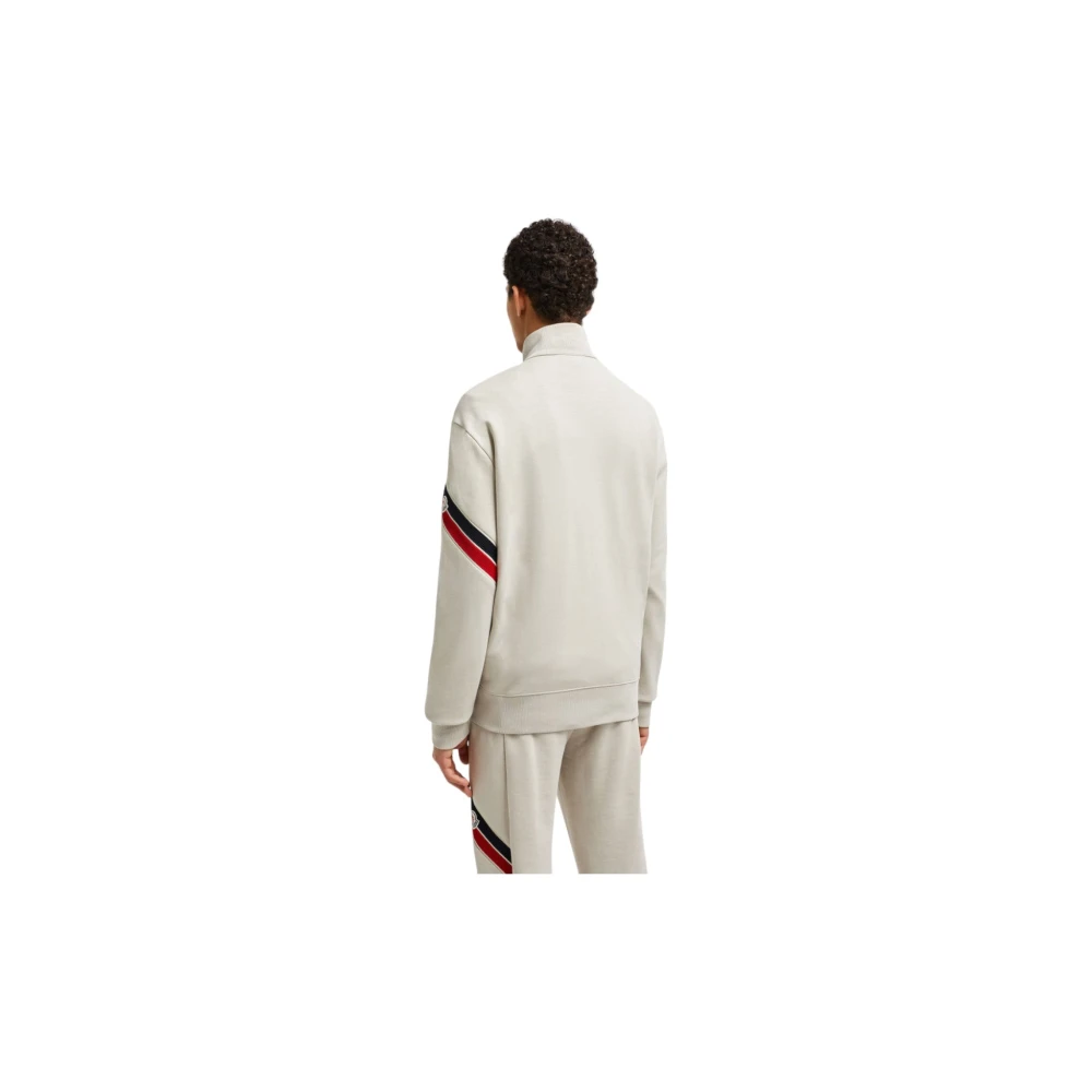 Moncler Tricolour Trim Zip-Up Sweatshirt Beige Heren