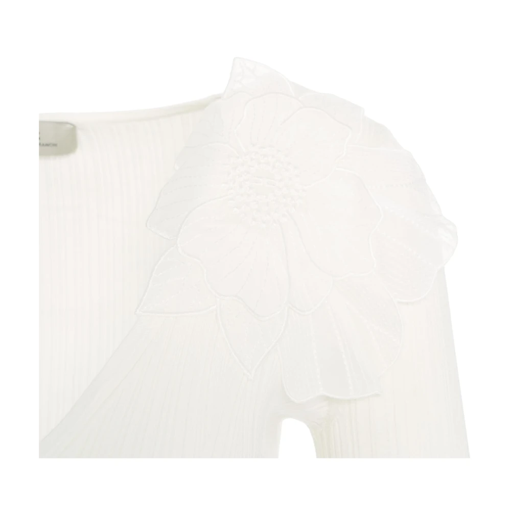 Elisabetta Franchi Witte Bloemen Gebreide Top White Dames