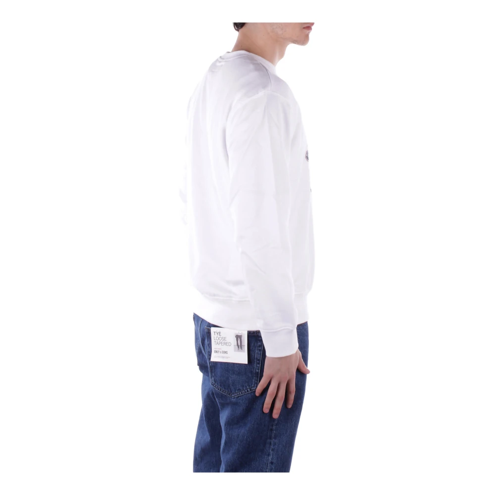 Guess Witte Logo Front Sweater White Heren