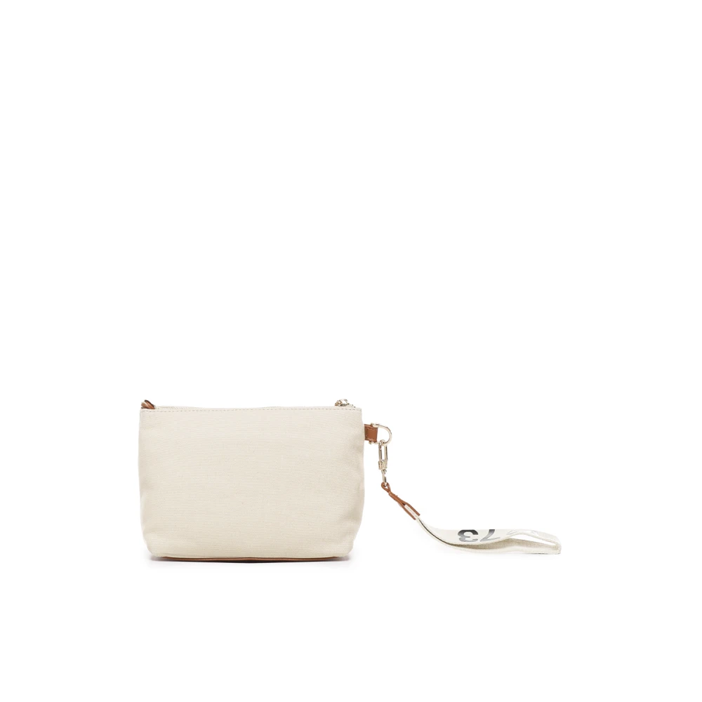 V73 Denim clutch tas met handvat Beige Dames