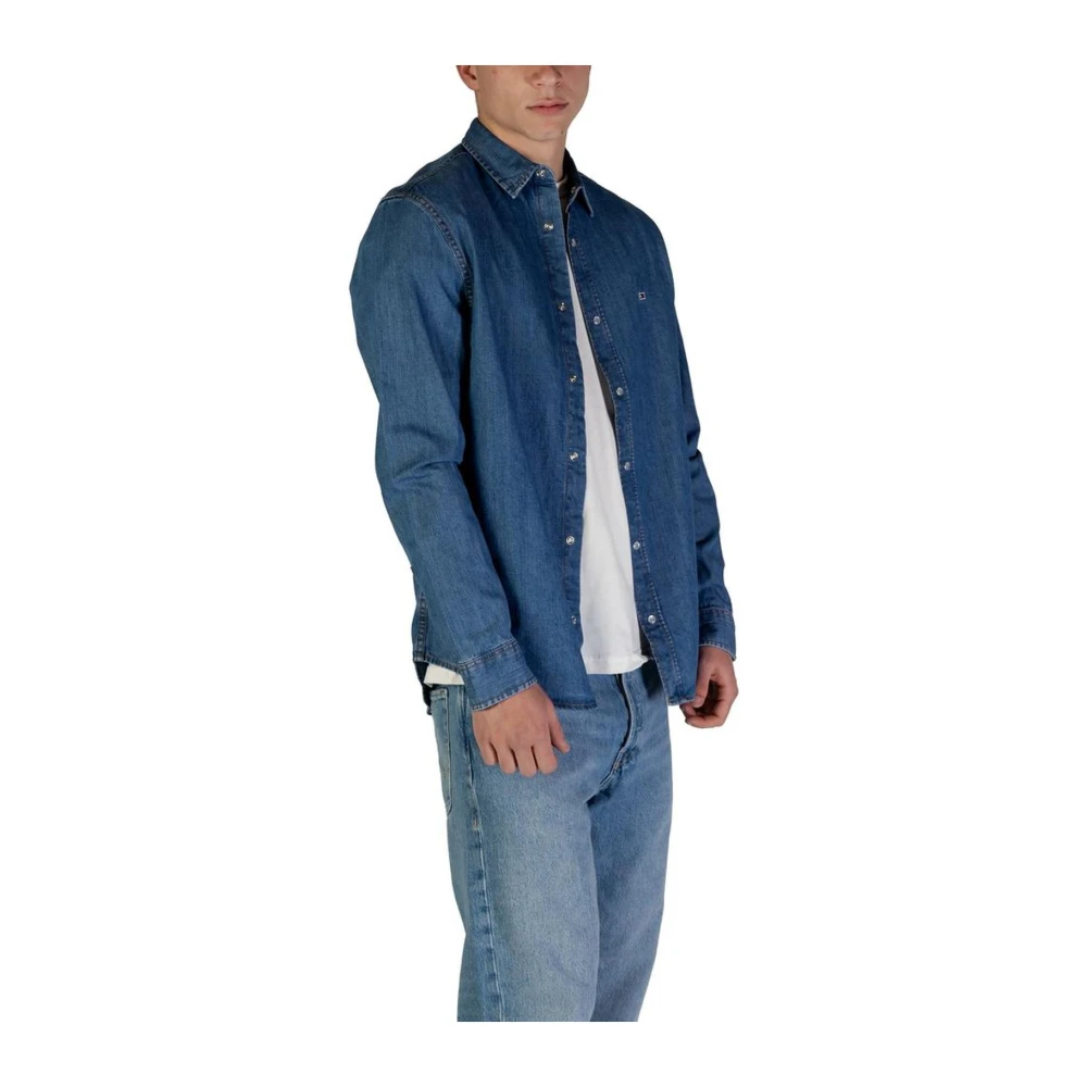 Tommy Jeans Geregenereerd Katoenen Overhemd met Lange Mouwen Blue Heren