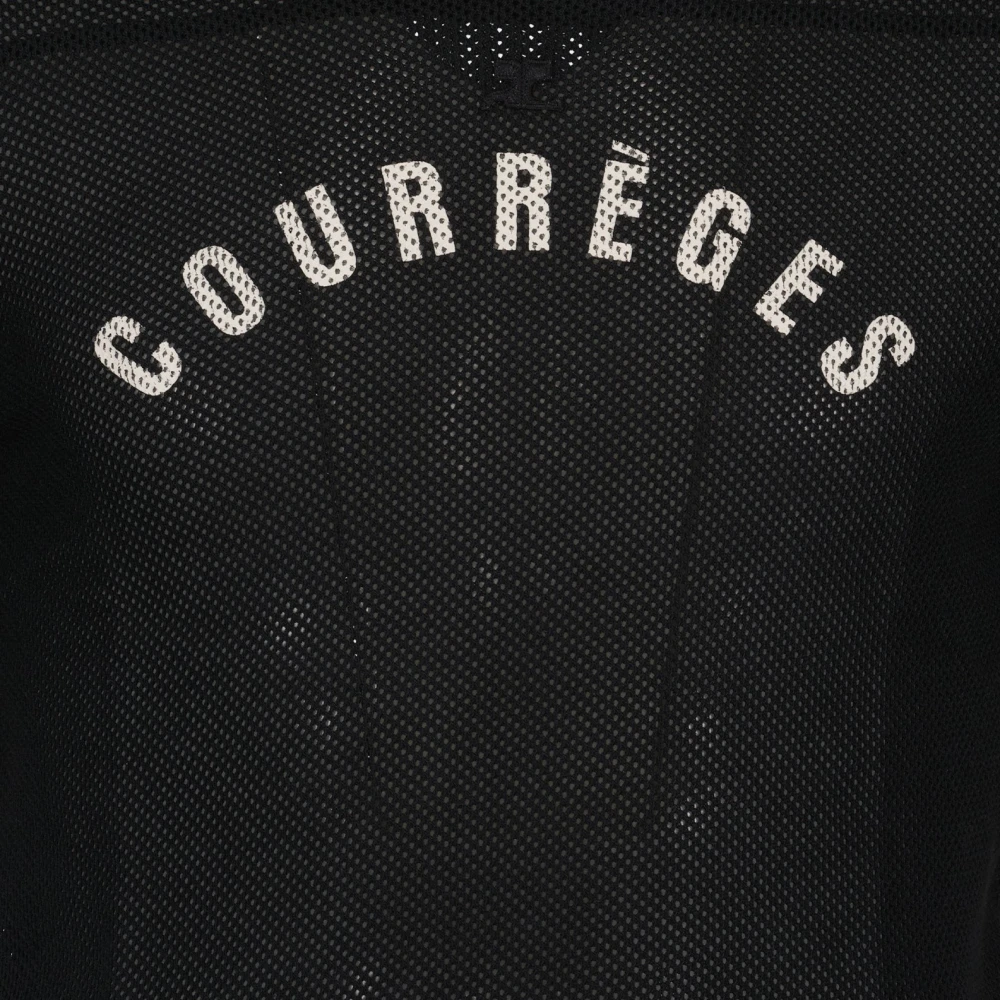 Courrèges Mesh Baseball T-shirt Logo Print Black Heren