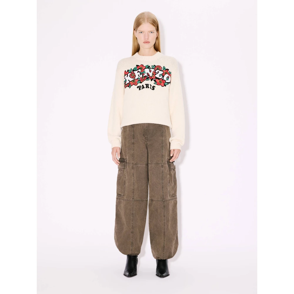 Kenzo Witte Sweater met Boke Bloemen White Dames